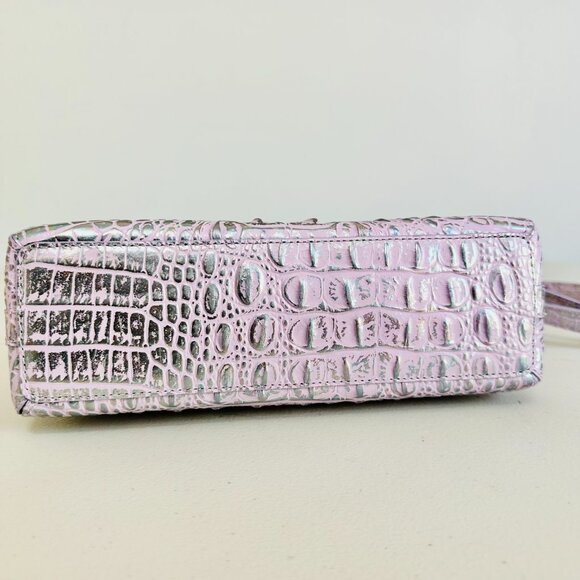 BRAHMIN MINI SIDNEY METALLIC VIOLET WONDERLAND MELBOURNE LEATHER CROSSBODY $225 - Picture 6 of 10